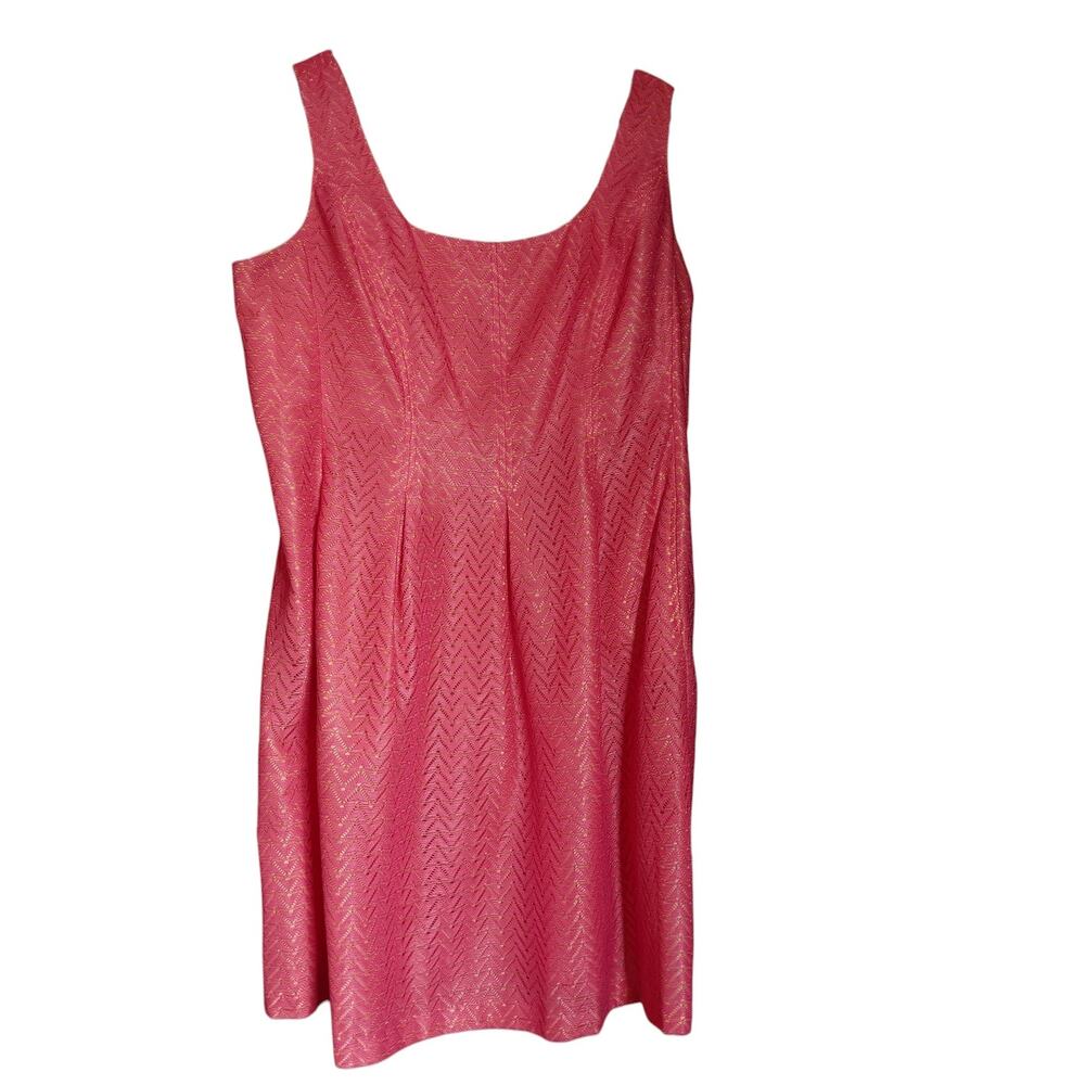 JONES STUDIO Dress Plus 20W 2X Pockets Pleatsโ Pink Crochet Overlay Dressy Event